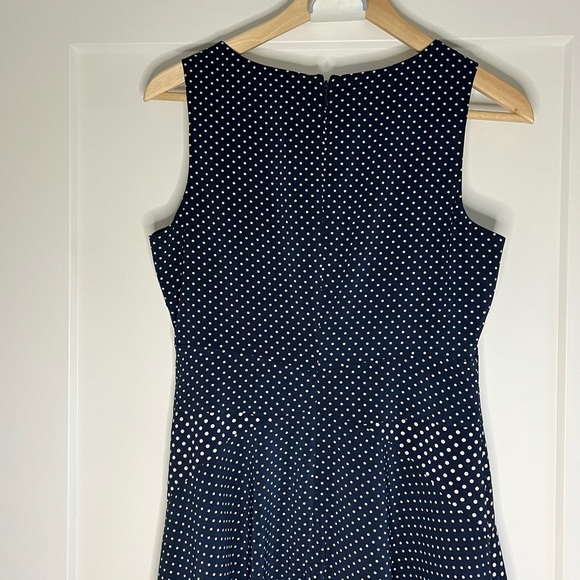 👗The Limited navy blue white white polka-dot knee length dress w/ flare,… - Picture 5 of 10